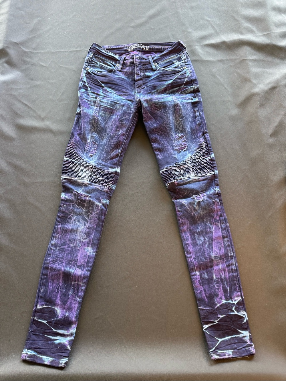 Robin's Jean Purple Tie-Dye Moto Skinny Jeans
